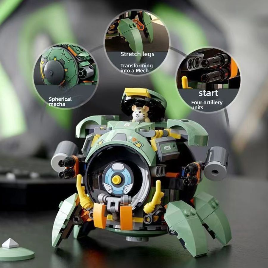  Wrecking Ball Overwatch LEGO Style Building Kit with Dust Cover & LED Lights