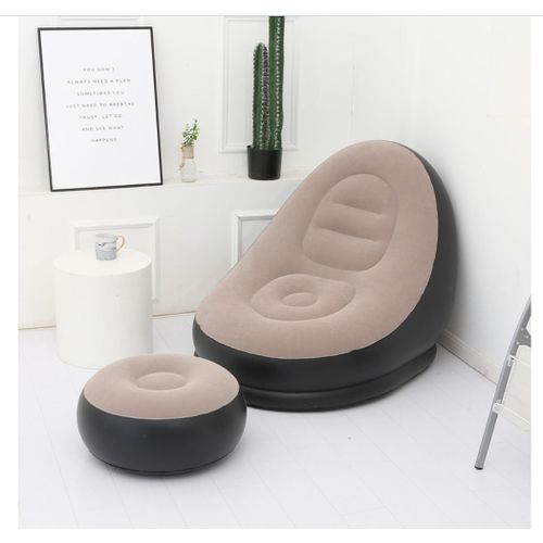 Inflatable Leisure Bean Bag Sofa Lazy Couch Bag Chair with Footstool
