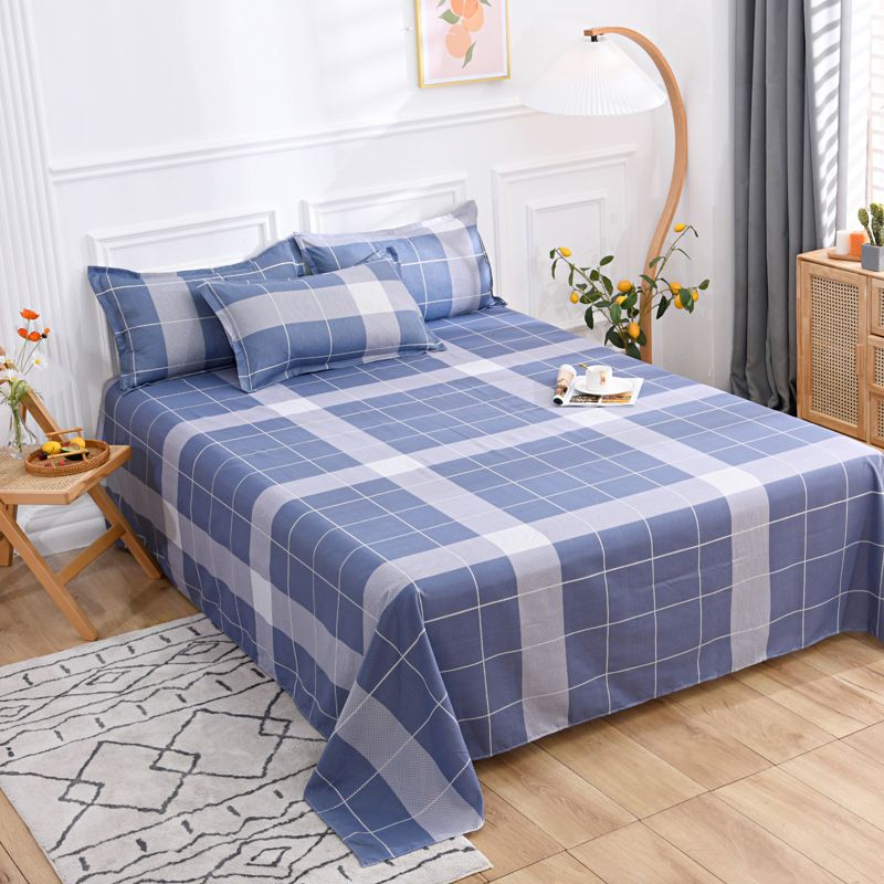 Checkered bed sheet ，terylene cotton bed sheet free shipping Washed Cotton bedsheet 
