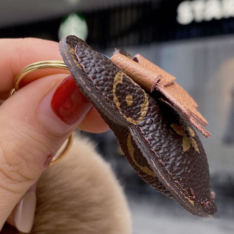 New PU Leather Mouse Keychain Female Fashion Tassel Hair Ball Wild Bag Pendant