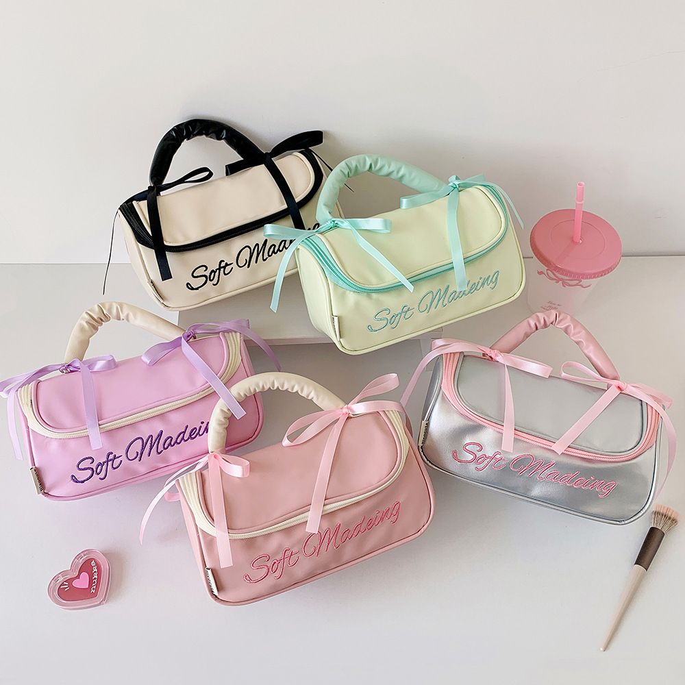 INS Style Simple Large Capacity Handheld Storage Bag, High-value Stationery Pencil Bag for Students, PU Portable Wash Bag & Storage Pouch
