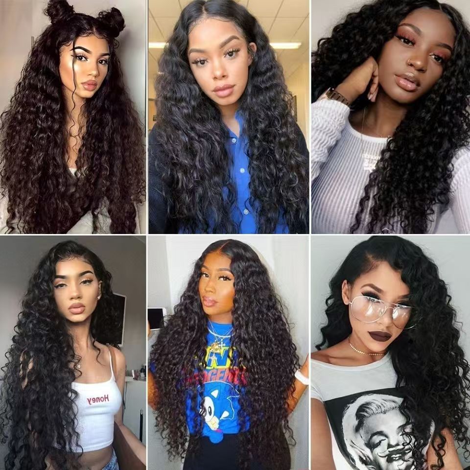 Wig European and American small curly wigs simulated human hair headpiece African grain curly wig headpiece