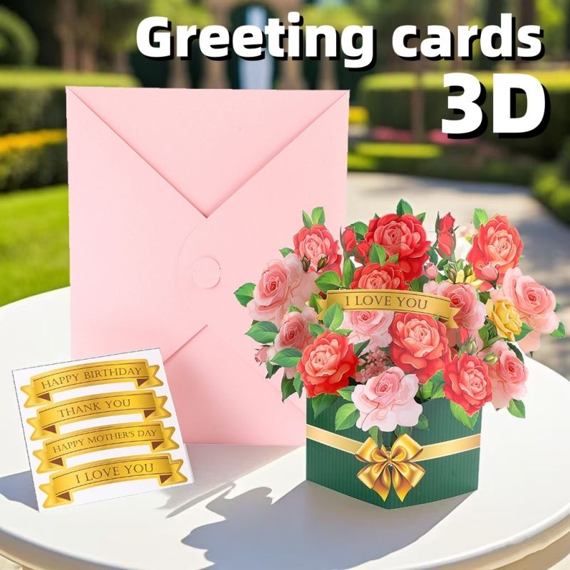 Decorative flowers，Advanced creative 3D greeting card,Bouquet ornaments,Valentine's Day, Teacher's Day, Gratitude, Blessings, Festival Gifts, Gifts