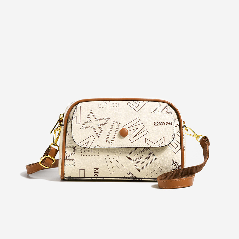 WW&5512A New Arrivals Vintage Alphabet Printed Slant Shoulder Bag With Adjustable Strap For Girls