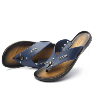 Leather Flip Flops Men's Fashion Sandal, Anti-slip Comfortable Men's Flip-flops Slipper
