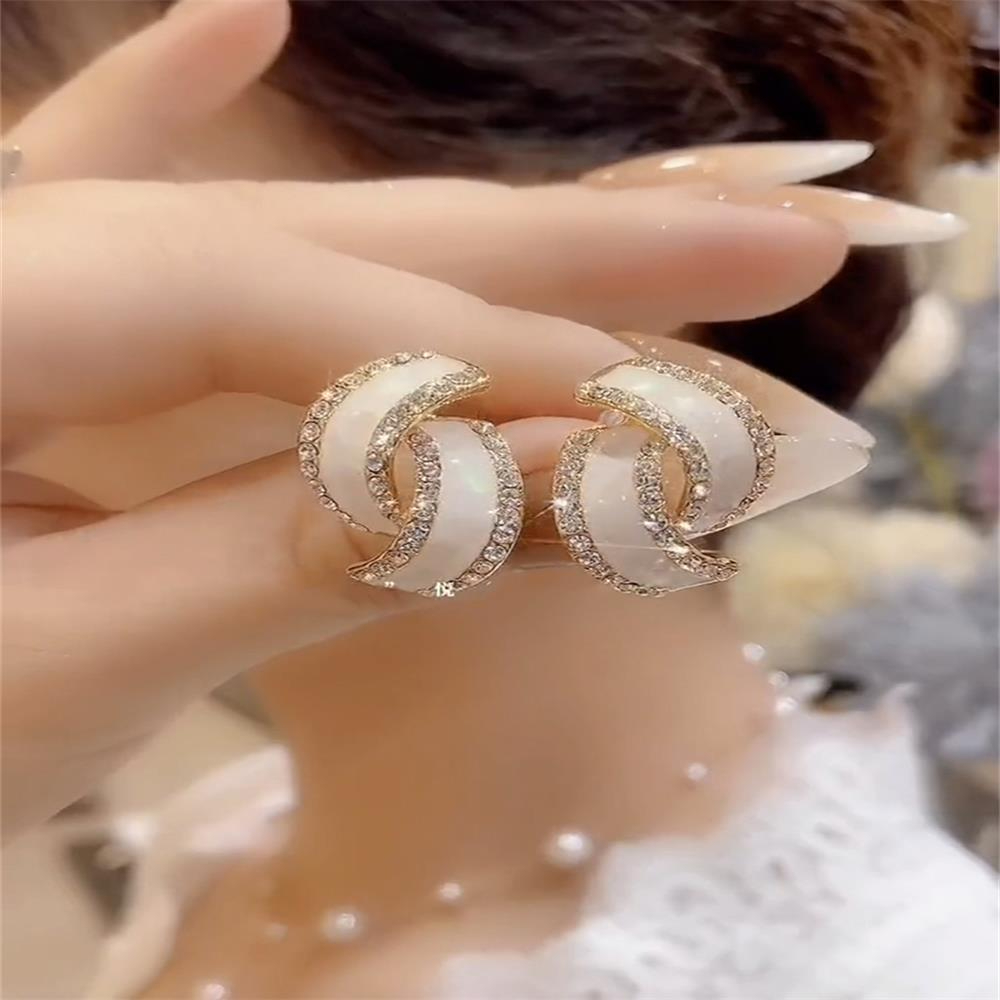 M1376 Women's Simple Diamond-Set Geometric Earrings Jewelry Gift