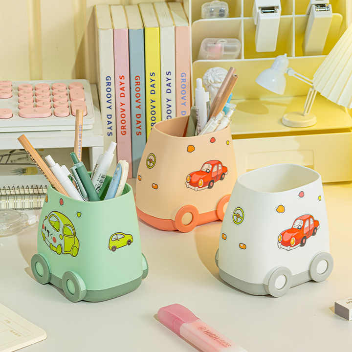 AUNONT New large capacity storage box elementary school students desk pen barrel boy girl desktop storage metal pen holder