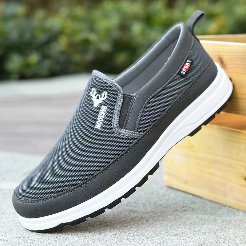 Men's Canvas Shoes Fashion Flat Casual Sneakers Male Light Soft SoleGray