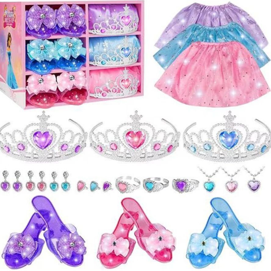 Fashion new style princess shoe box set full set of jewelry gift box free to match dress up toys