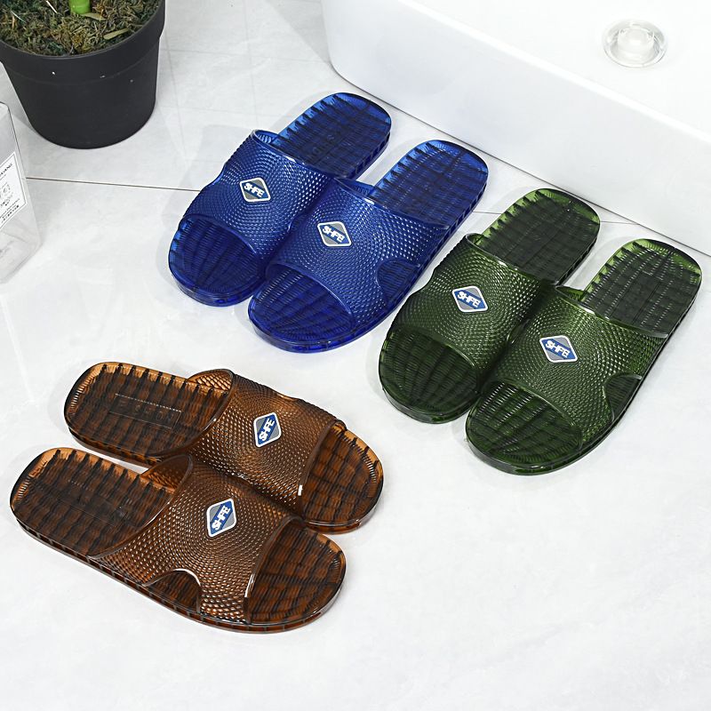 Men's Transparent Non-Slip Shower Slides, Quick-Dry PVC Slippers, Indoor & Casual Footwear, Runs Small (Order One Size Up), EU 41-45
