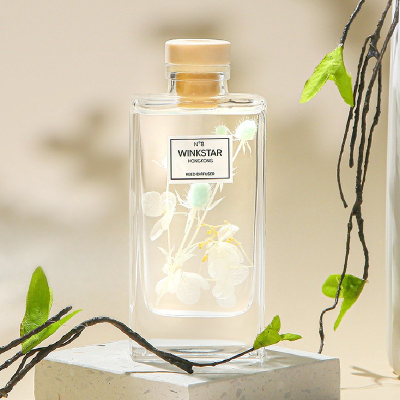 56235 150ML Empty Aromatherapy Bottles Home Fragrance Glass Bottles without Essential Oil and Rattan Sticks for Home Decor
