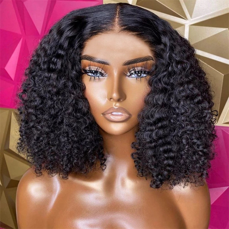 Fashion Short Popular Trend Black Wig Full Head Hair Short Hair Female Front Lace African Small Curly Wigs Full Headgear Makeup