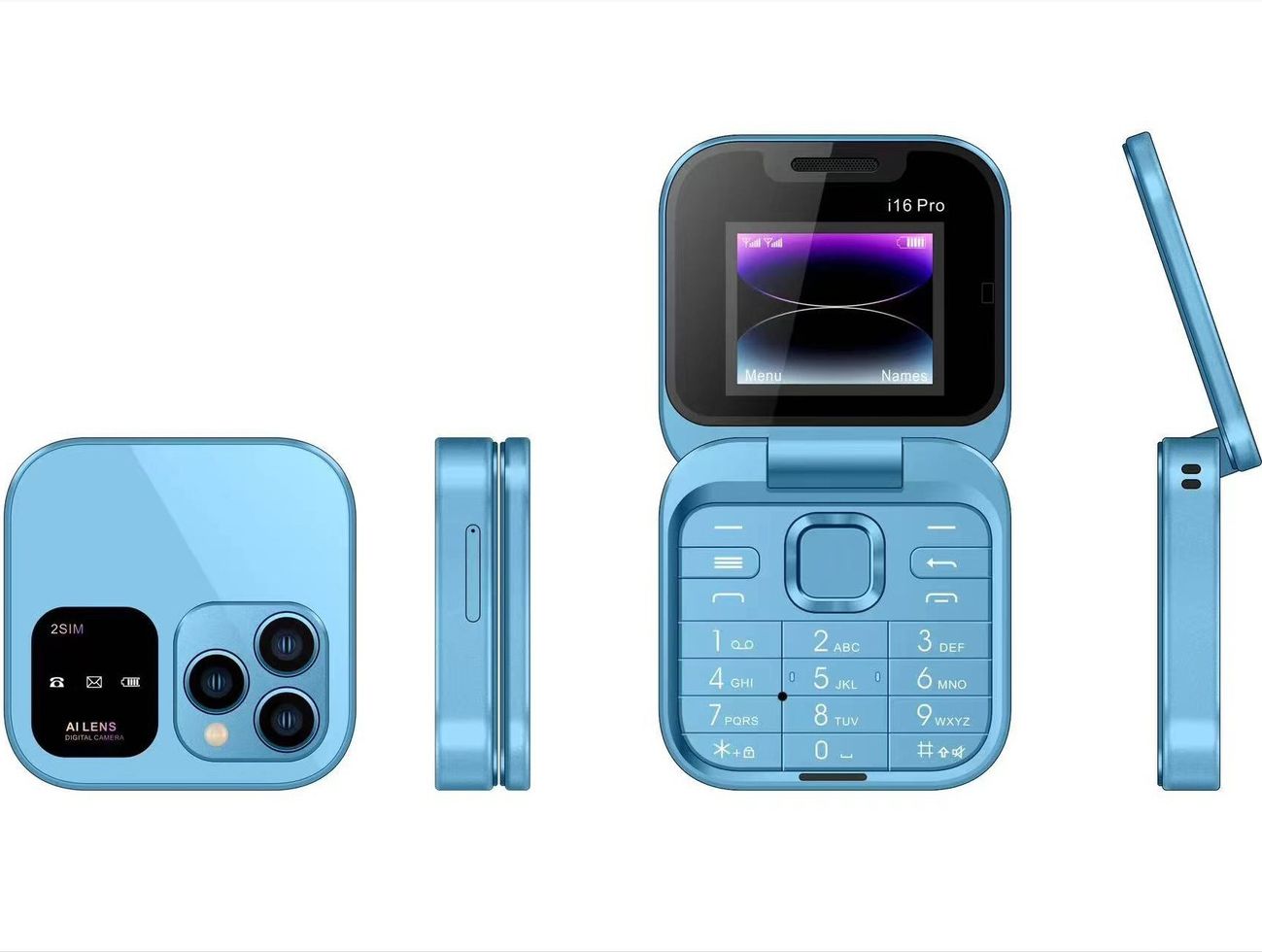 Mini Flip Phone Cross border i16 Pro Flip Phone Dual SIM 2G Button Mini Foreign Trade Phone