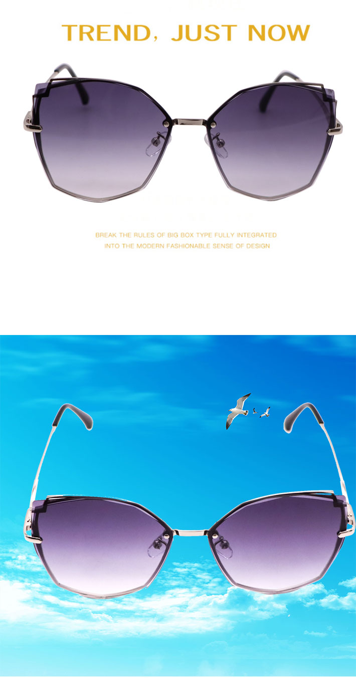 431 Large Frame Metal Irregular Ladies Polarized Color Fashion Sunglasses UV400 Street Shot Shades for Women Men Eyeglasses