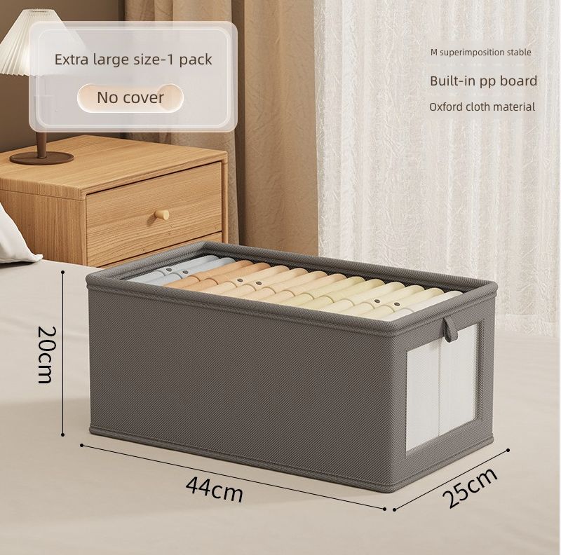 Oxford Cloth Window Visible Clothing with Lid Storage Box Household Clothing Fabric Storage Box Large Organizing Artifact Box Home Storage Organization Baskets Bins Containers Lidded Storage BinsGrey without lid