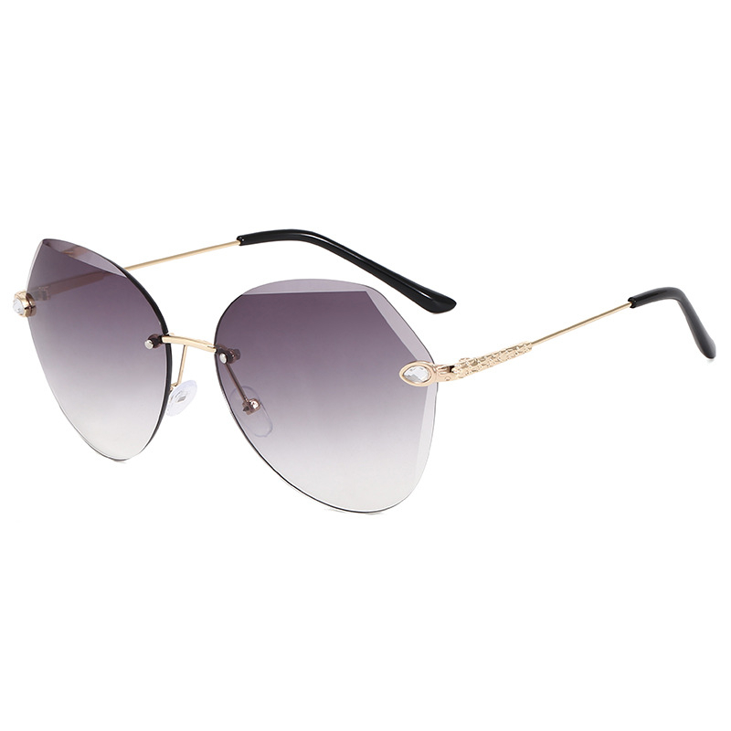 8989 Square Rimless Sunglasses Women Brand Designer Rhinestone Polygon Ladies Sunglasses Trimming Irregular