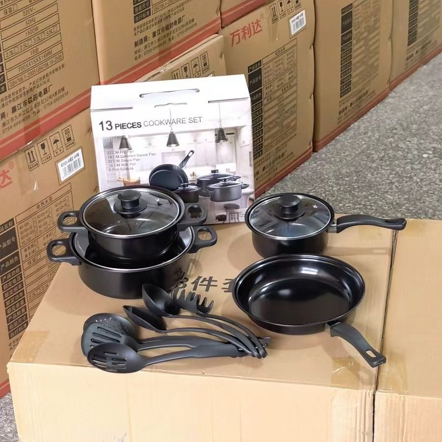 Nonstick Cookware Set 4 Pieces Kitchen Pots and Pans Set Include Saucepan Frying Pan Soup Pot with Cooking Shovel Kitchen Cookware for Home Cooking