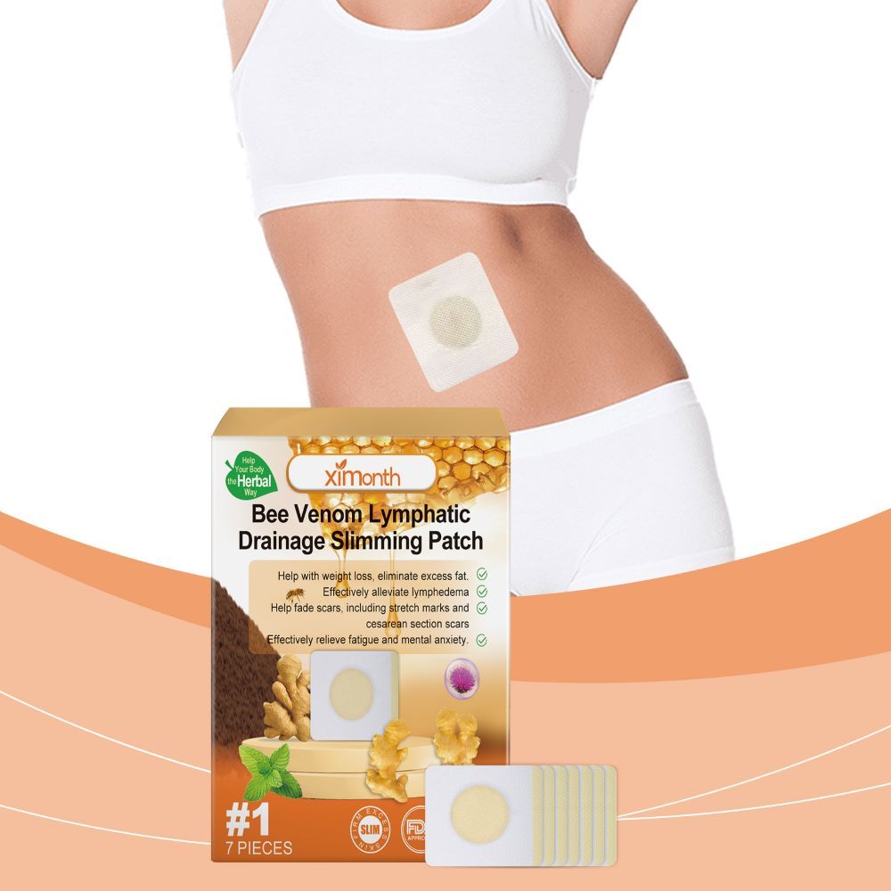 Ximonth Bee Venom Lymphatic Drainage Slimming Patch, Herbal Patches Weight Loss Belly Slimming Patch Relieve Stress for Swelling