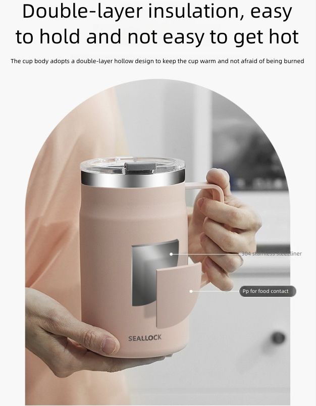 Ins Style Stainless Steel Coffee Cup Portable Insulated Water Cup Stainless Steel Cup Sealed with Lid Mark Cup Kitchen Dining Dinnerware Coffee Cups Mugs