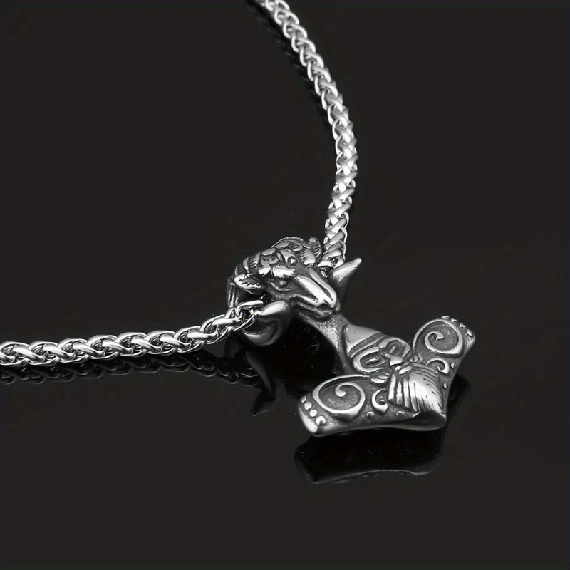 Necklace ,Mythical Viking Metal Odin Ram Thor Hammer Pendant Necklace,free shipping chain