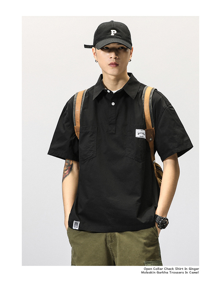 768 Men's Casual Cargo Shirt Polo Shirt Short Sleeve Top Summer