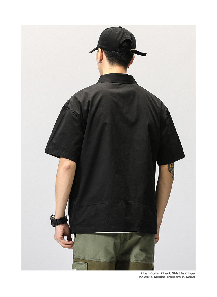 768 Men's Casual Cargo Shirt Polo Shirt Short Sleeve Top Summer