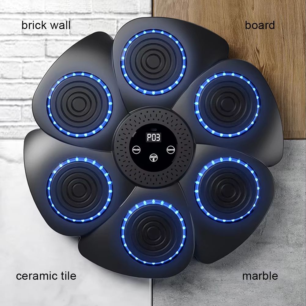 Music Boxing Machine Puncher Wall Mounted Boxing Fitness Training Punching Exercise Equipment RGB Light Indoor Sports Equipment with Gloves for Home Workout