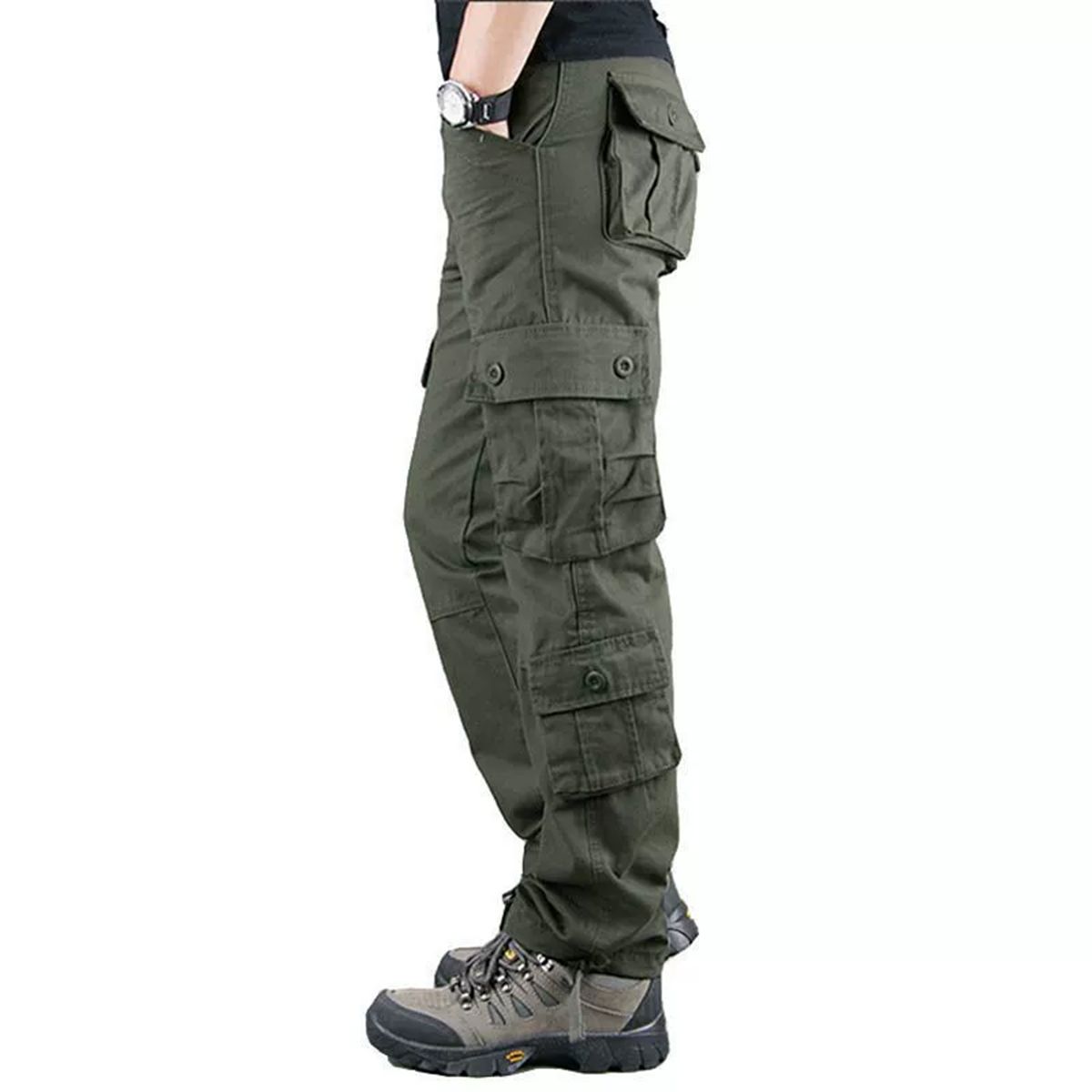 Outdoor men's multi pocket work pants, sturdy cotton casual workwear, long pants, youth