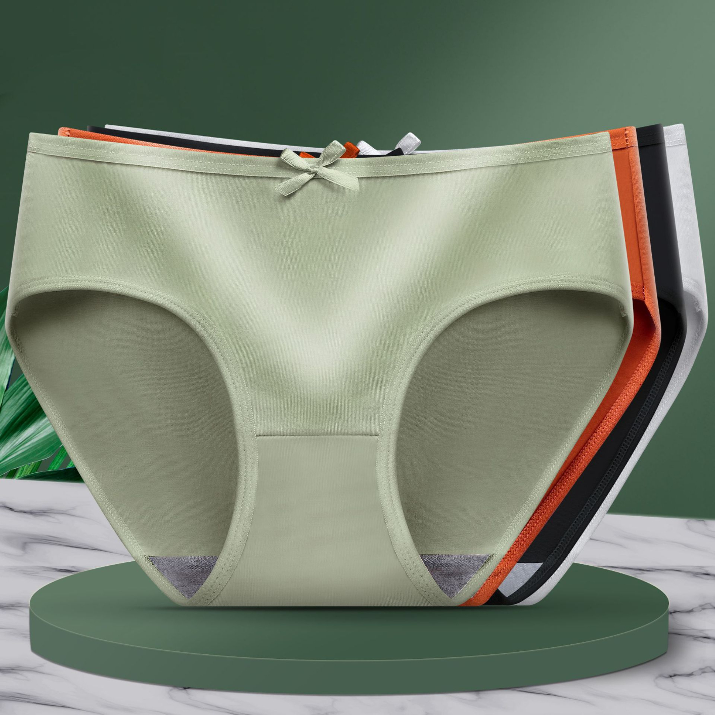A05# Women's Solid Color Mid Waist Underwear,Comfortable and Breathable Underwear