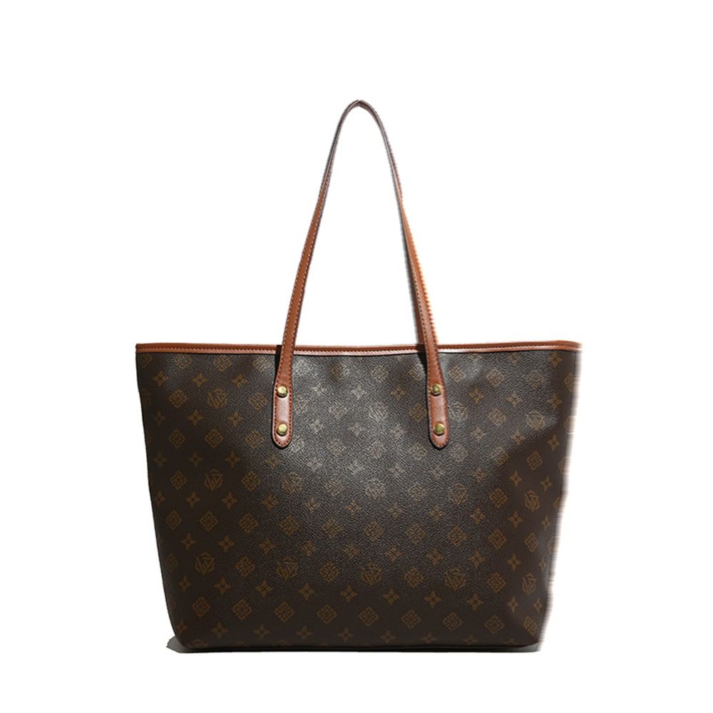 Commuting Big Bag 2025 New Old Flower Large Capacity Single Shoulder Women's Bag High Grade Handheld Trendy Tote BagBrown