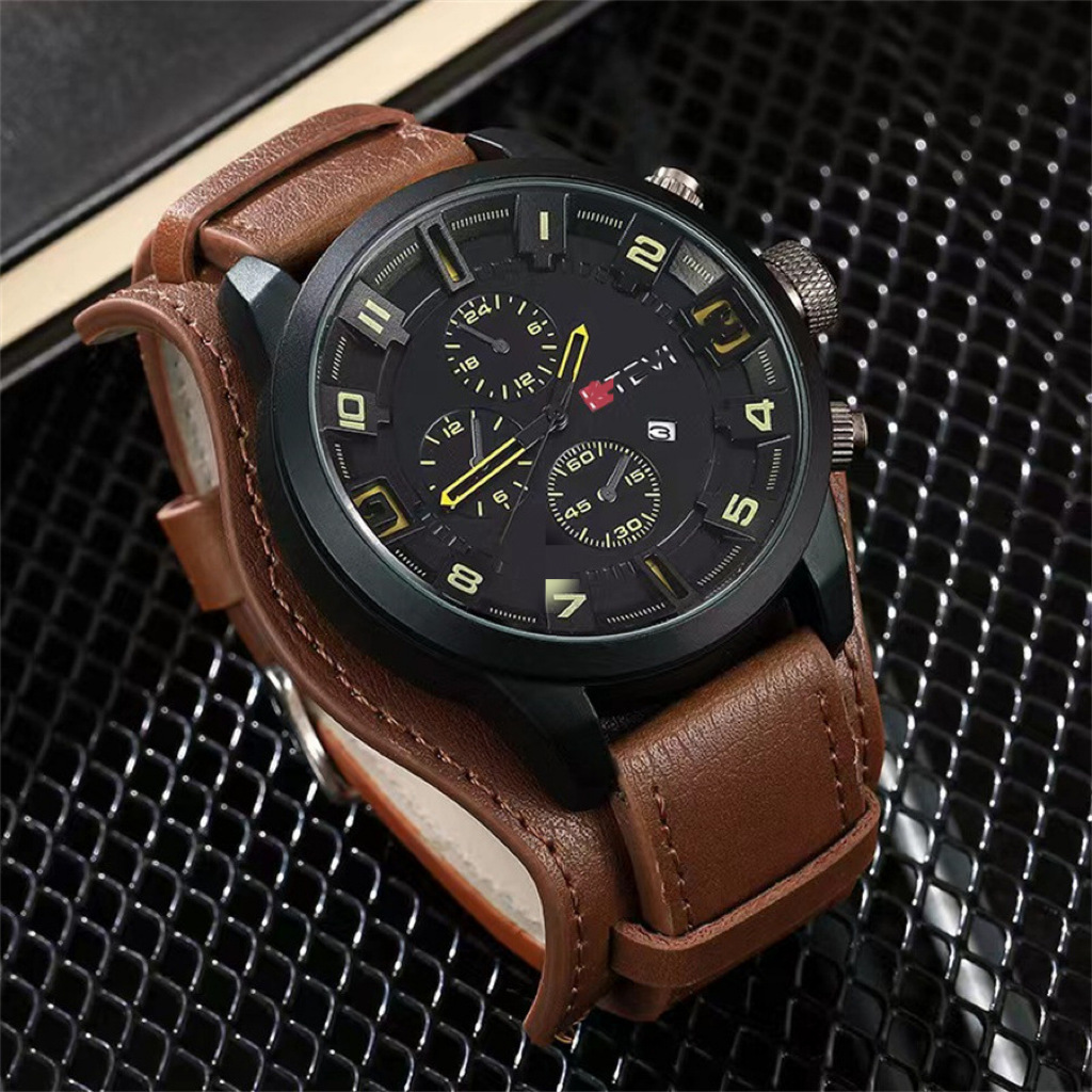 Niche men's trendy personalized men's large dial calendar watch