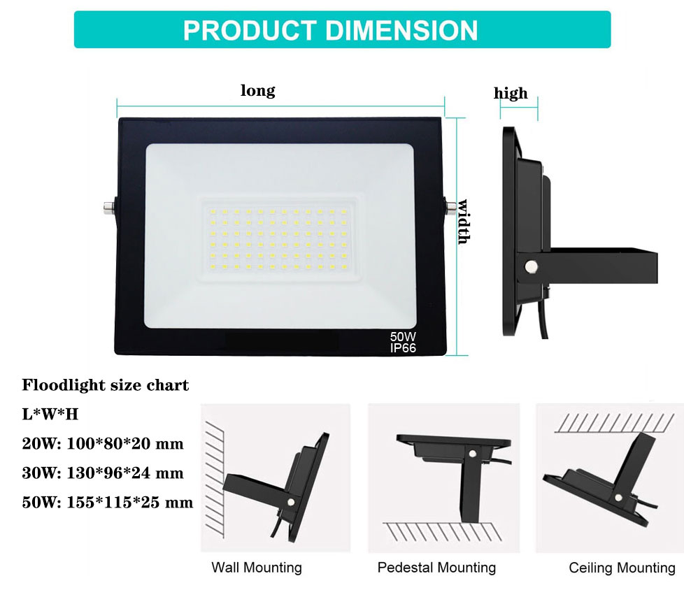 LED Flood Light Outdoor, Super Bright Outside Floodlights, IP66 Waterproof Exterior Security Light, 5000K Daylight White Durable Outdoor Lighting for Yard Lawn