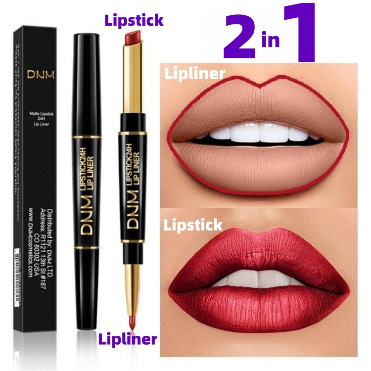 Lipstick Lipliner 2 in 1 Beauty care Makeup Double headed Do not touch the cup Lipstick lipliner lasting No fading waterproof CRRSHOP female birthday gift present