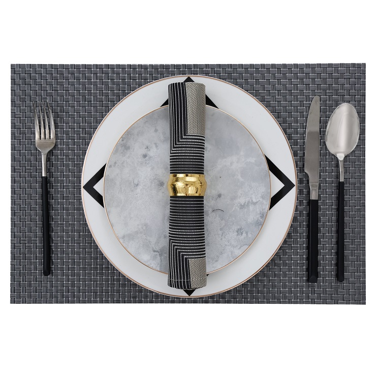 Createshao PVC Woven Encrypted Thickened Rectangular Teslin Placemat Waterproof Non-Slip Table Mat Simple Tablemats