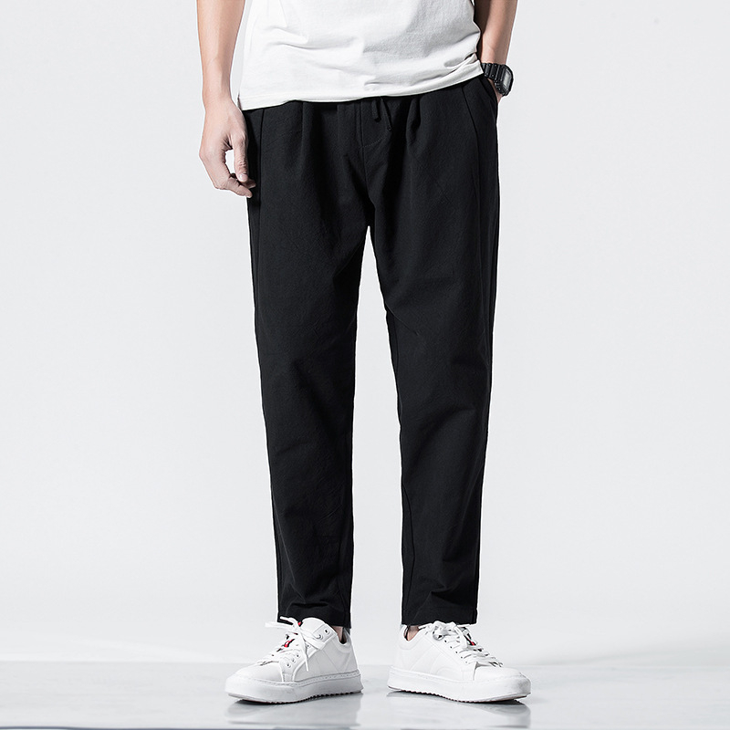 New Chinese style foreign trade autumn cotton linen pants men's retro plus size loose Harlan pants