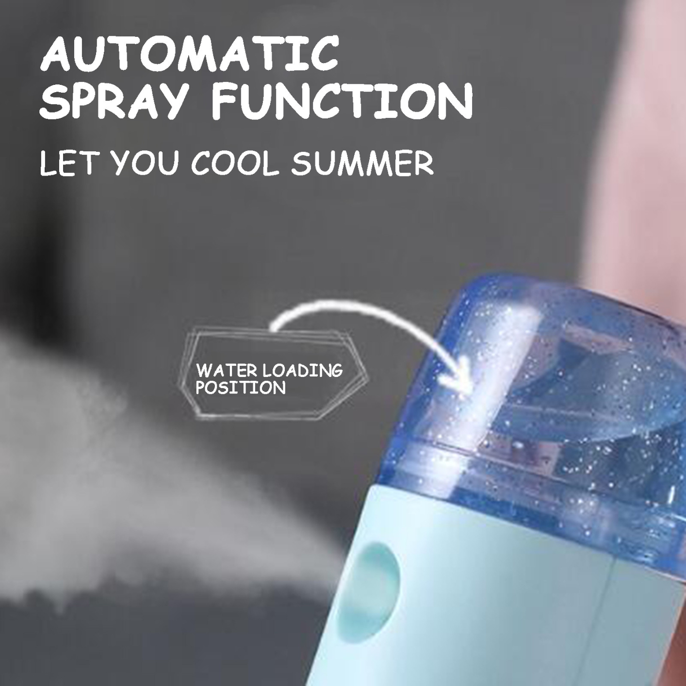 Portable Fan Handheld Portable Spray Natural Wind Mode Handheld Fan Portable Misting Usb Rechargeable Mini With Spray Bottle
