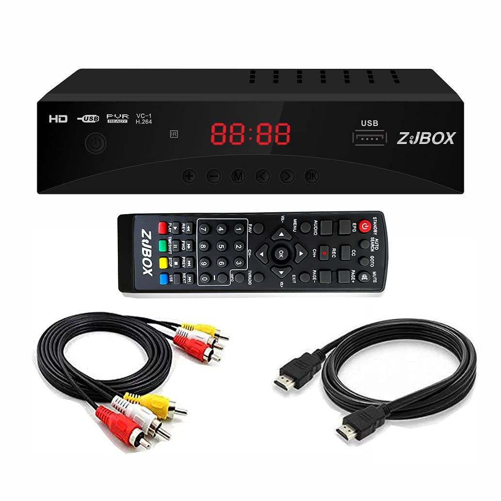 (Blind Boxes/Mystery Boxes)DVB-T2/ S2+T2 Combo ATSC HD Digital TV Converter Box with HDMI Cable Remote Control HDTV PVR TV Recording HDTV Set Top Box Full HD 1080p LED Time Display