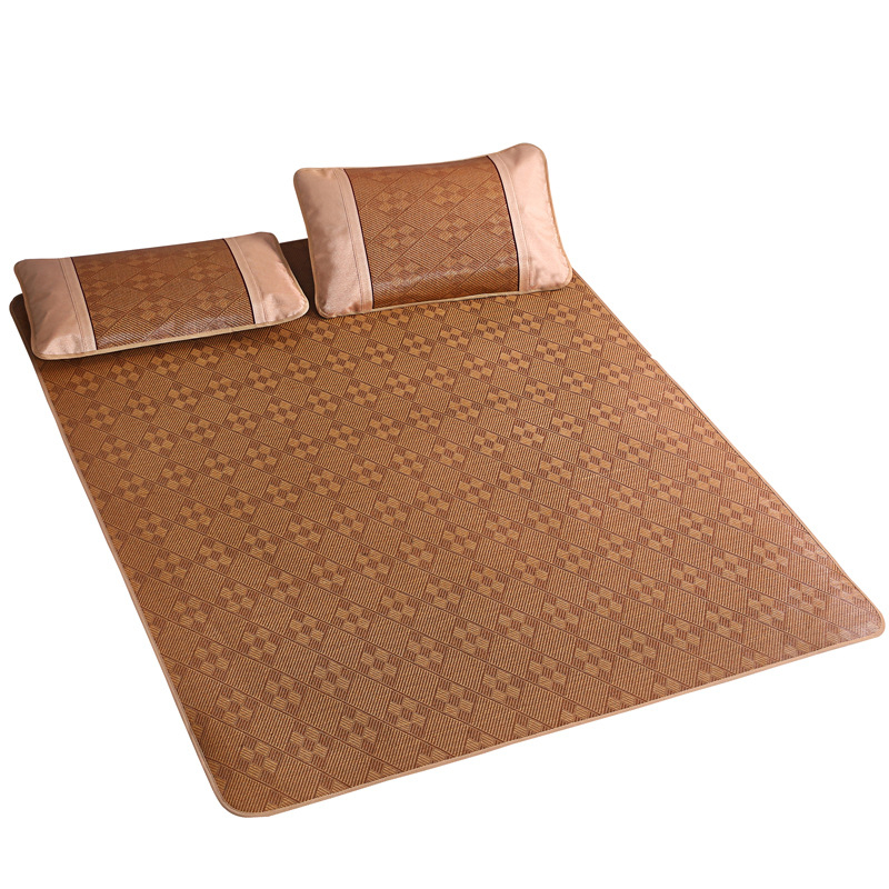Summer Mattress, Home Quick Cooling Textile Rattan Mat Grid Fitted Bamboo Fiber Bed Sheet Set Summer Bed Cover