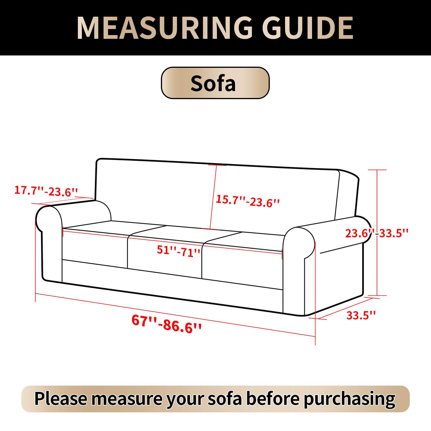 Stretch Sofa Cover Printed Couch Covers, 1 Piece Sofa Slipcovers for 3 Cushion Couch, Furniture Protector for Living Room