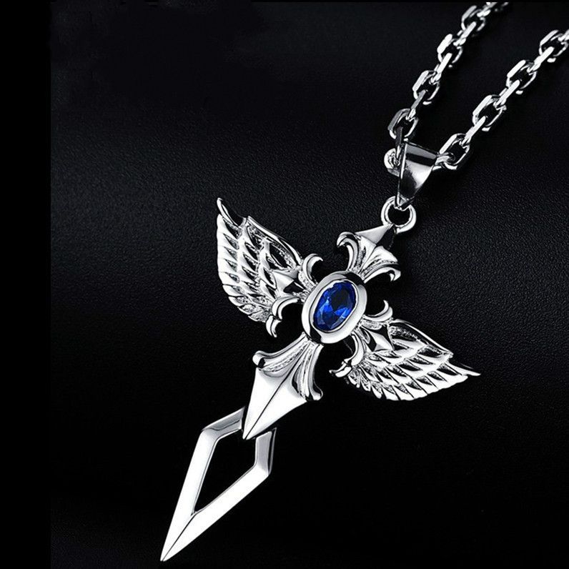 Angel Sword Stainless steel cross pendant necklace free shipping men boy Hip hop necklace