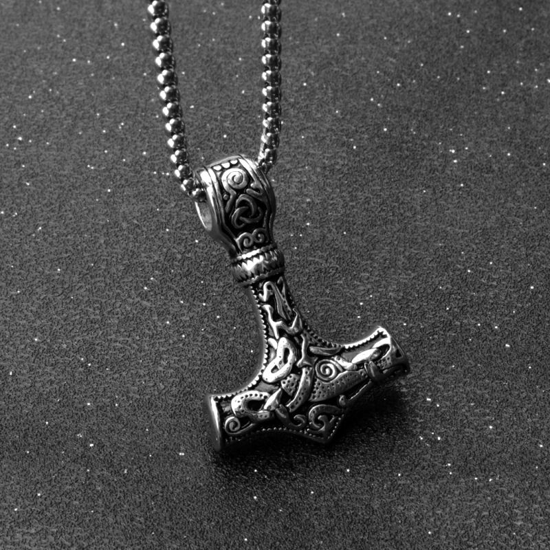 Necklace Personalized and Creative Titanium Steel Thor's Hammer Necklace Stainless Steel Jewelry CRRSHOP free shipping pendant necklace 60cm titanium steel chain