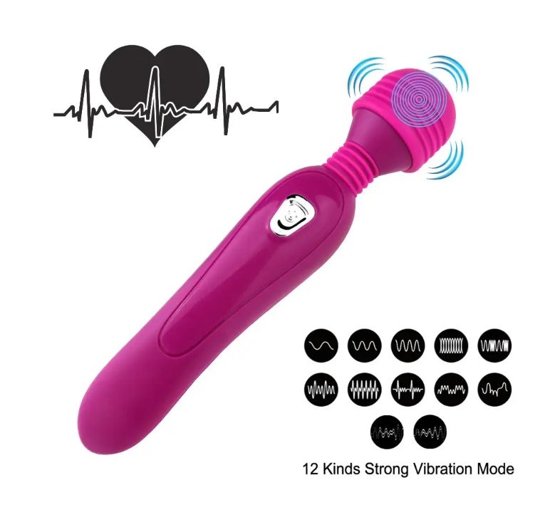 Magic AV Wand Powerful Body Massager Clitoral Vibrator Adult Products Sex Toys for women Couples Sex AV Vibrators 12 Speed High Frequency Silent Stick Massager -Red