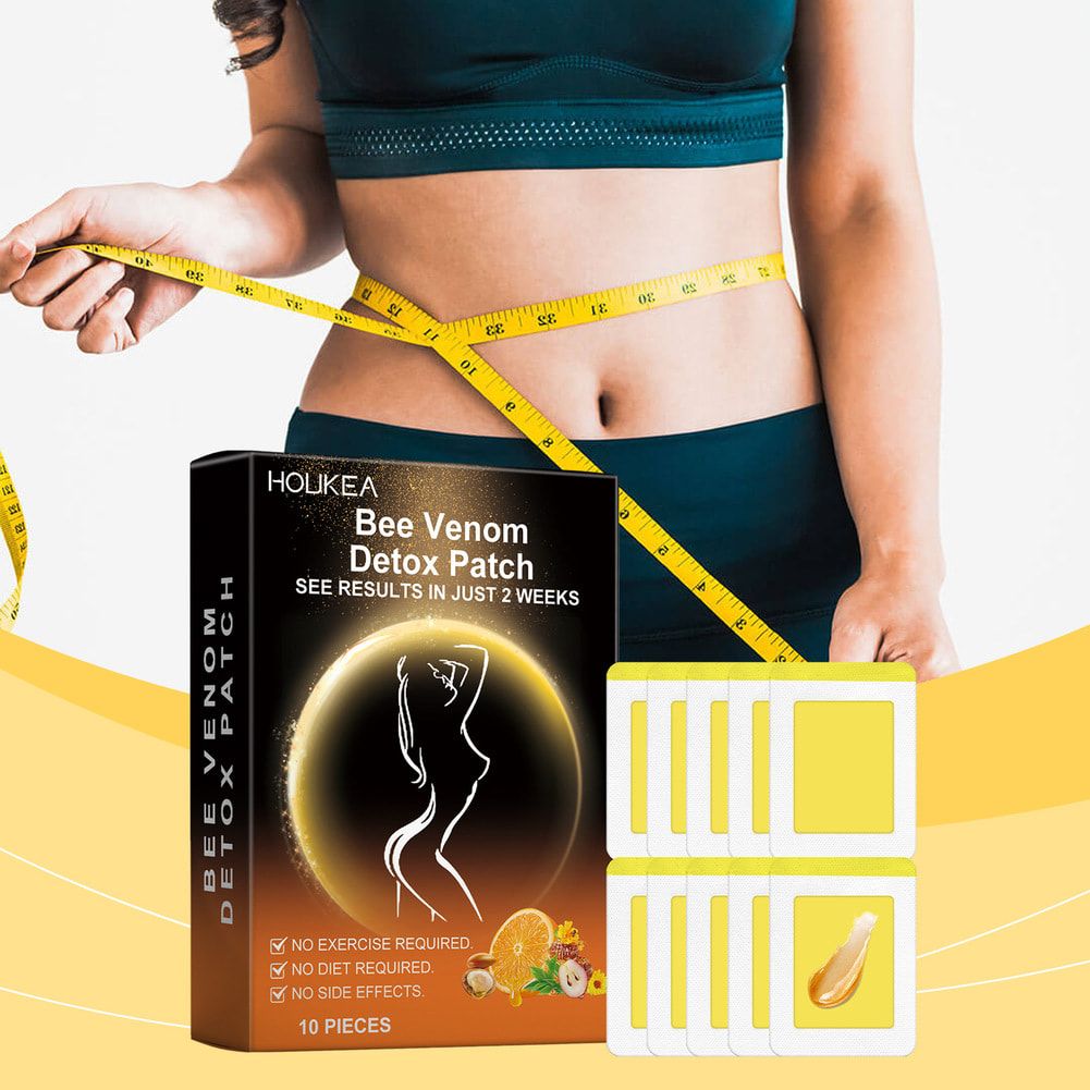 HOUKEA Bee Venom Patches Fast Burning Fat Honeybee Venom Drainage Patches Improve Stomach Belly Slimming Patch for Female Male