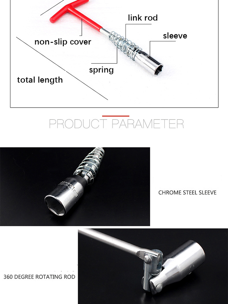 Automobile spark plug socket wrench extension socket 14 16 21mm universal joint automobile disassembly tool