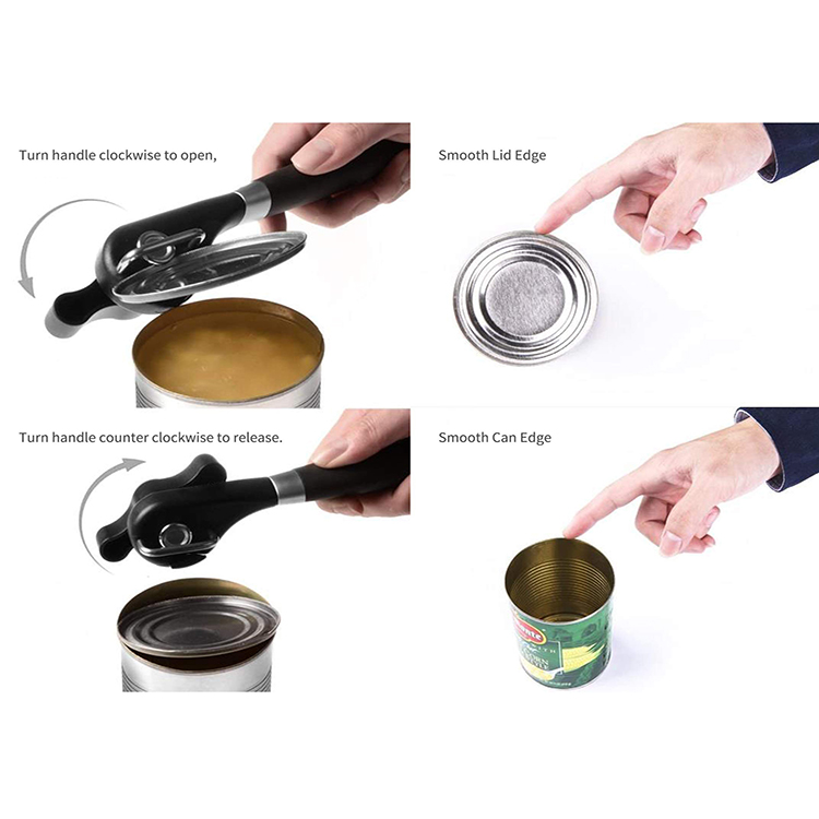 1pc Easy Can Opener,Safety Stainless Steel Manual Professional Effortless  Openers With Turn Knob Household Kitchen Useful Tool