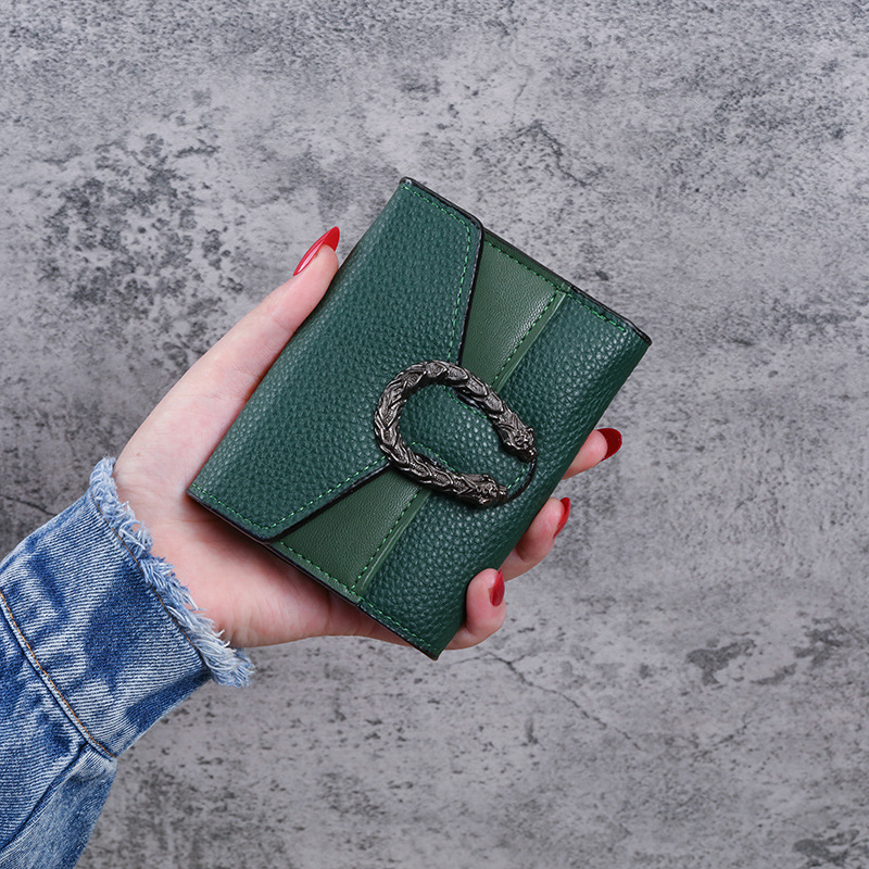 118G Women's New Short Style Spliced Wallet Versatile Small Three Fold Handbag