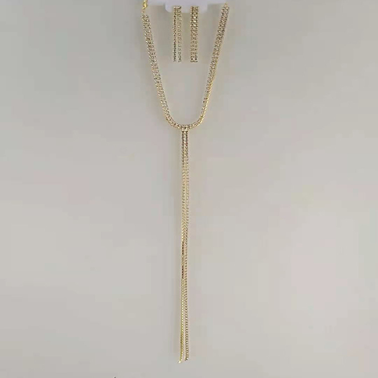 Two-piece Gold Necklace and Earrings with Diamonds Gift Set