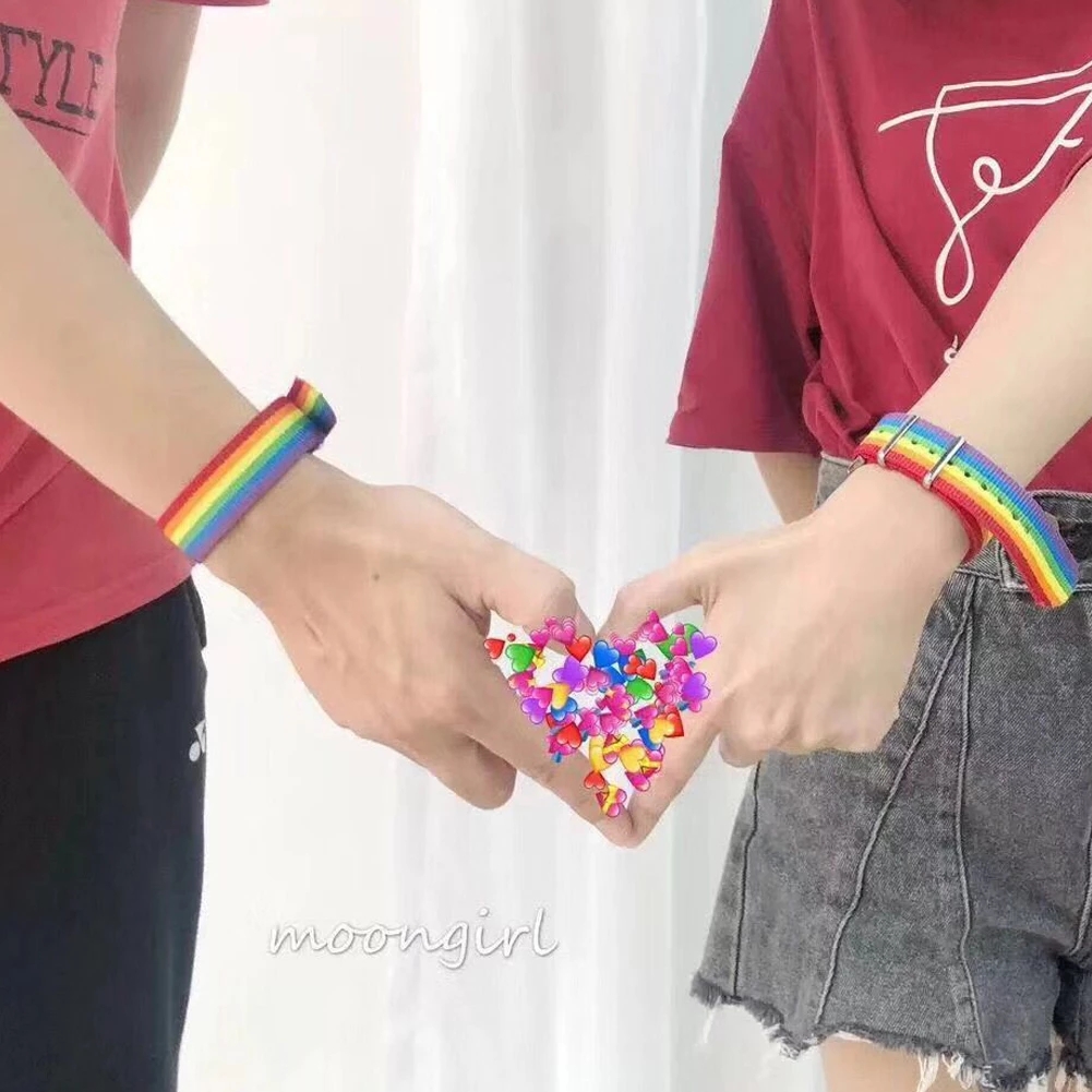 Nylon Rainbow Lesbians Gays Bisexuals Transgender Bracelets Women Girls Braided Men Couple Jewelry Rainbow
