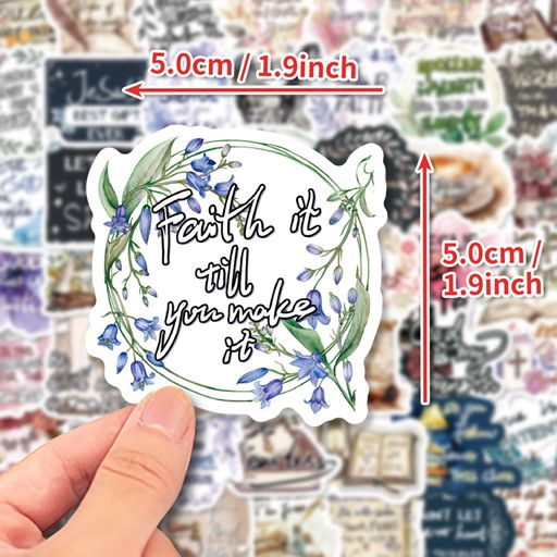 50 Bibles, Jesus Phrase, Inspirational English Text Stickers, DIY Luggage Notebooks, Water Cup Stickers