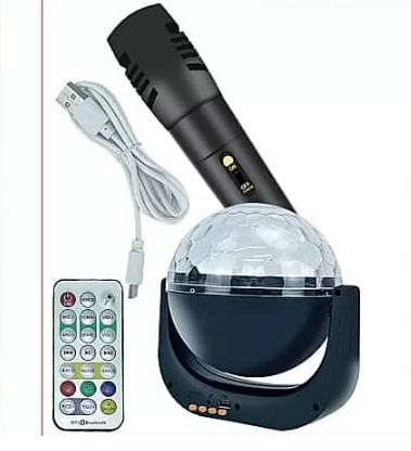 Remote Control Rotating Wireless Disco Light with Speaker New Magic Ball LED Flying Saucer Starry Sky Light Disco Lights Bluetooth Music USB With a Microphone - Black